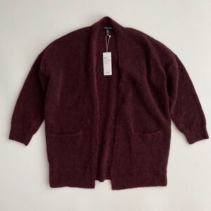 Eileen Fisher Nwt Mohair Blend Plush Melange Redwood Open Cardigan Sweater Small
